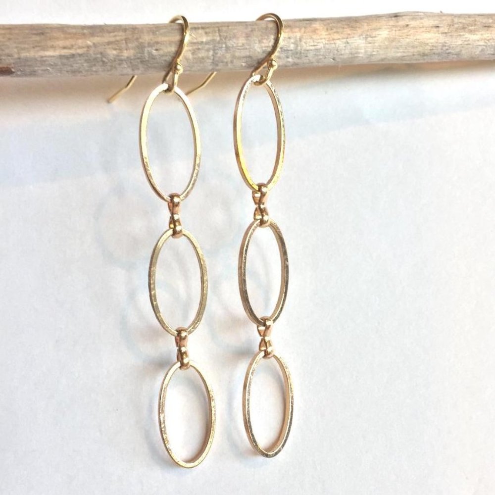 14K gold/sterling silver— Long Oval rings Earrings ~NWT